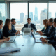 Groupe de professionnels analysant des graphiques et rapports ESG