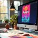 Espace de travail créatif d'un designer avec écran et fournitures