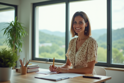 Femme d affaires confiante dans un bureau lumineux