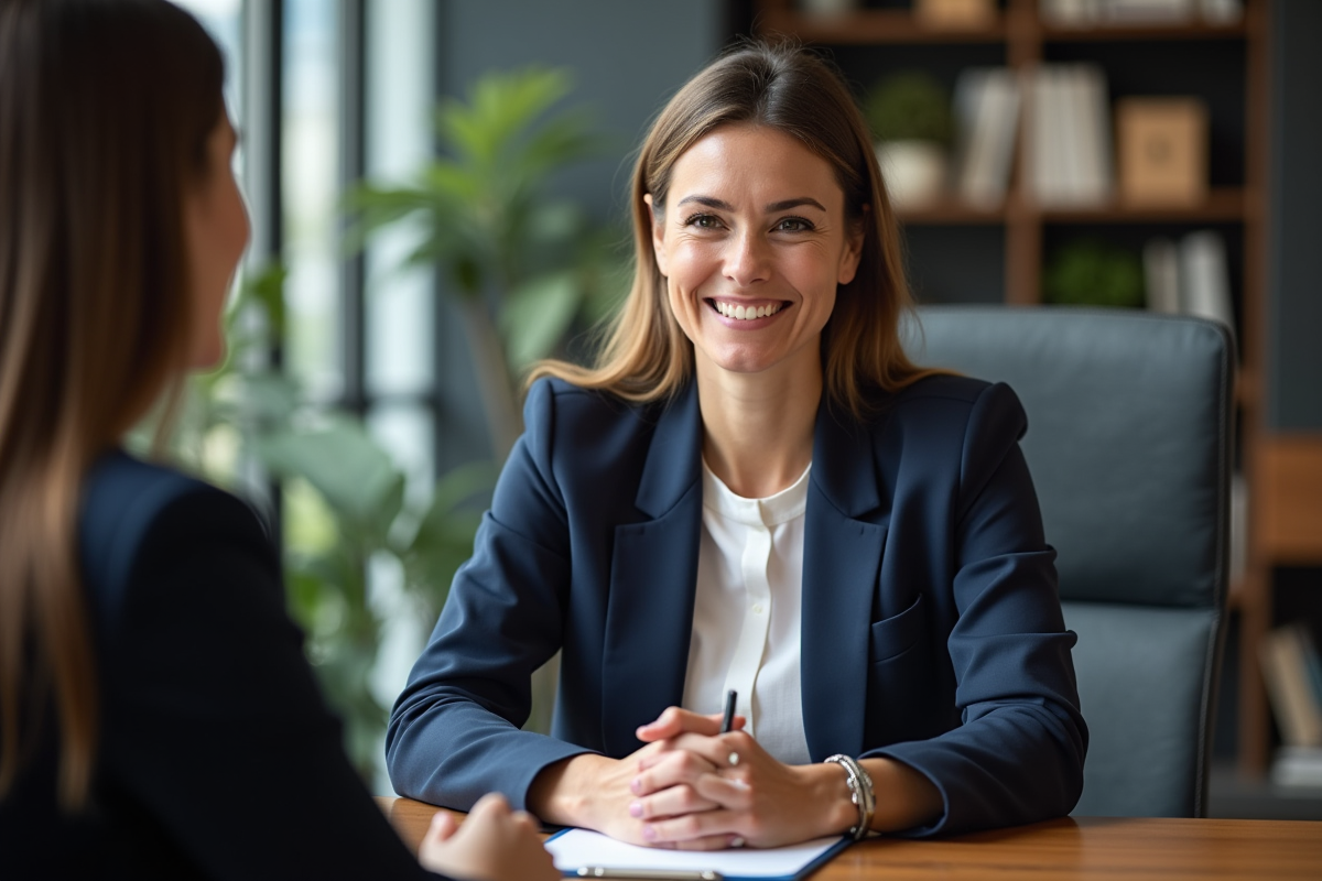 Femme professionnelle en coaching dans un bureau moderne