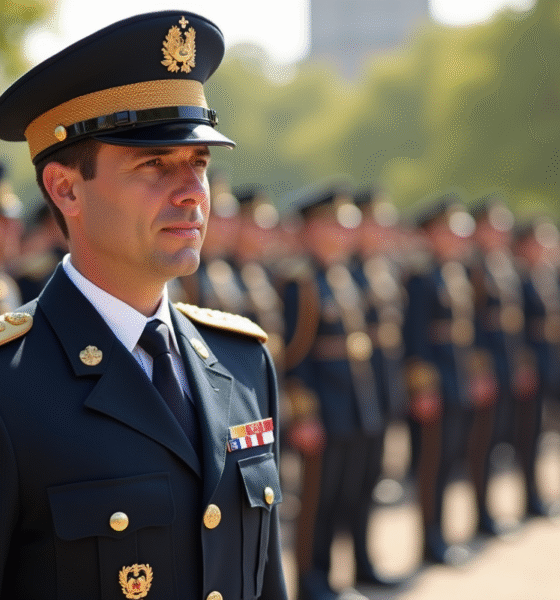 Officier de l'armée française en uniforme lors d'une parade