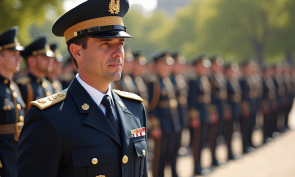 Officier de l'armée française en uniforme lors d'une parade