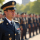 Officier de l'armée française en uniforme lors d'une parade