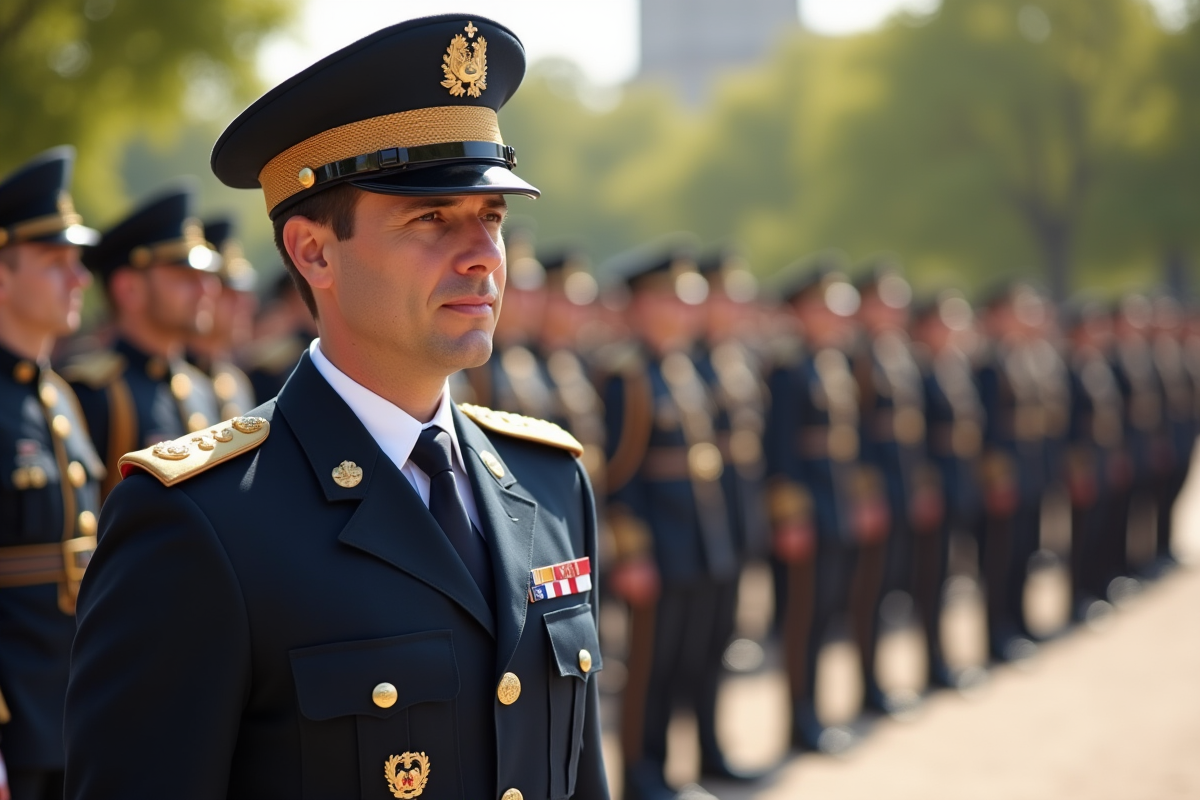 Officier de l'armée française en uniforme lors d'une parade