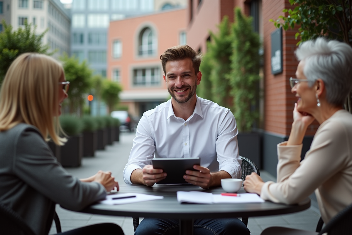 Jeune homme présentant un plan d